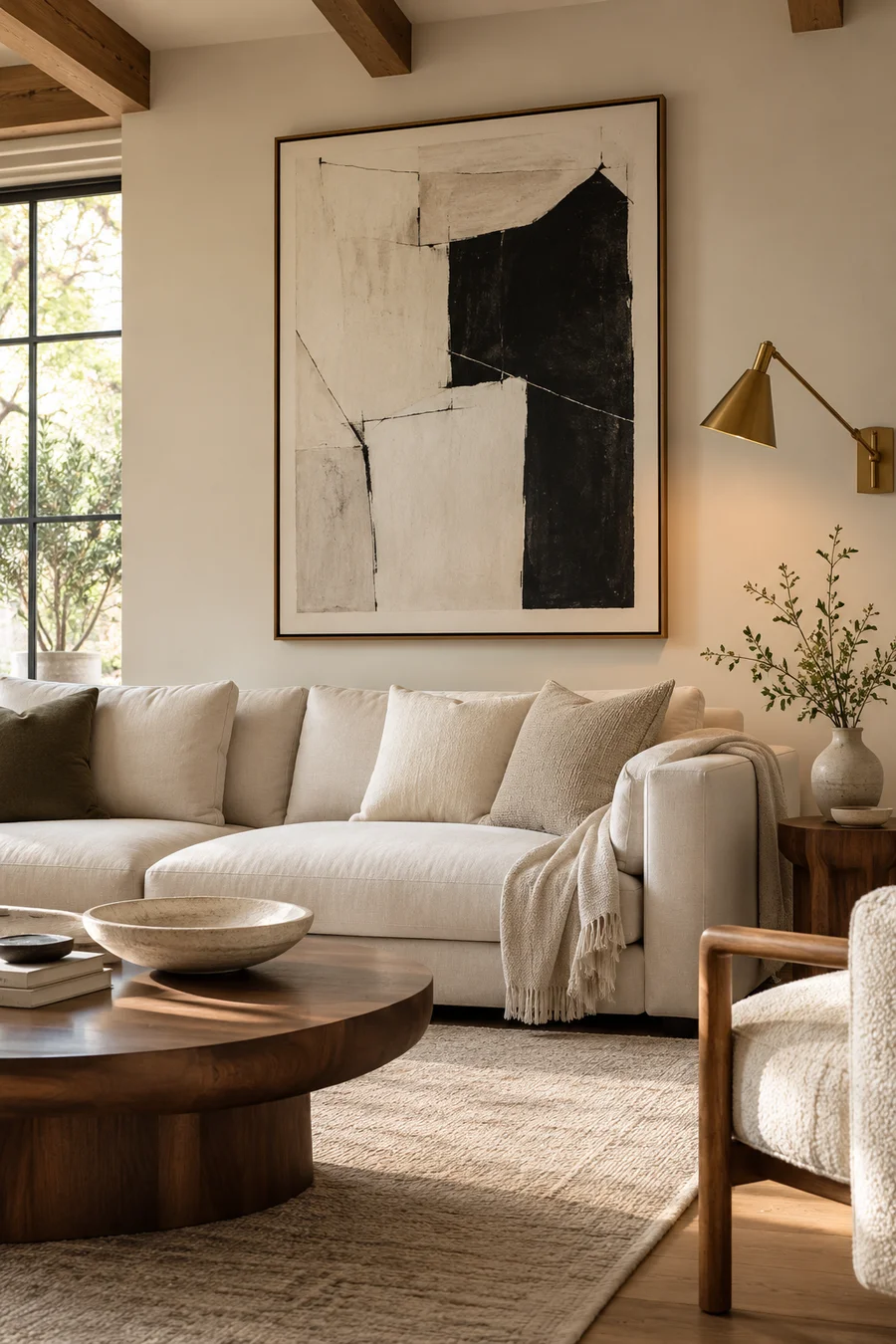 Un salón cálido decorado con esmero